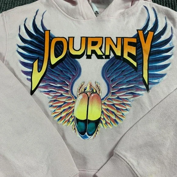 Journey Hoodie Womens Extra Small XS Pink Pullover Sweatshirt Pocket Graphic NWT - Picture 7 of 16